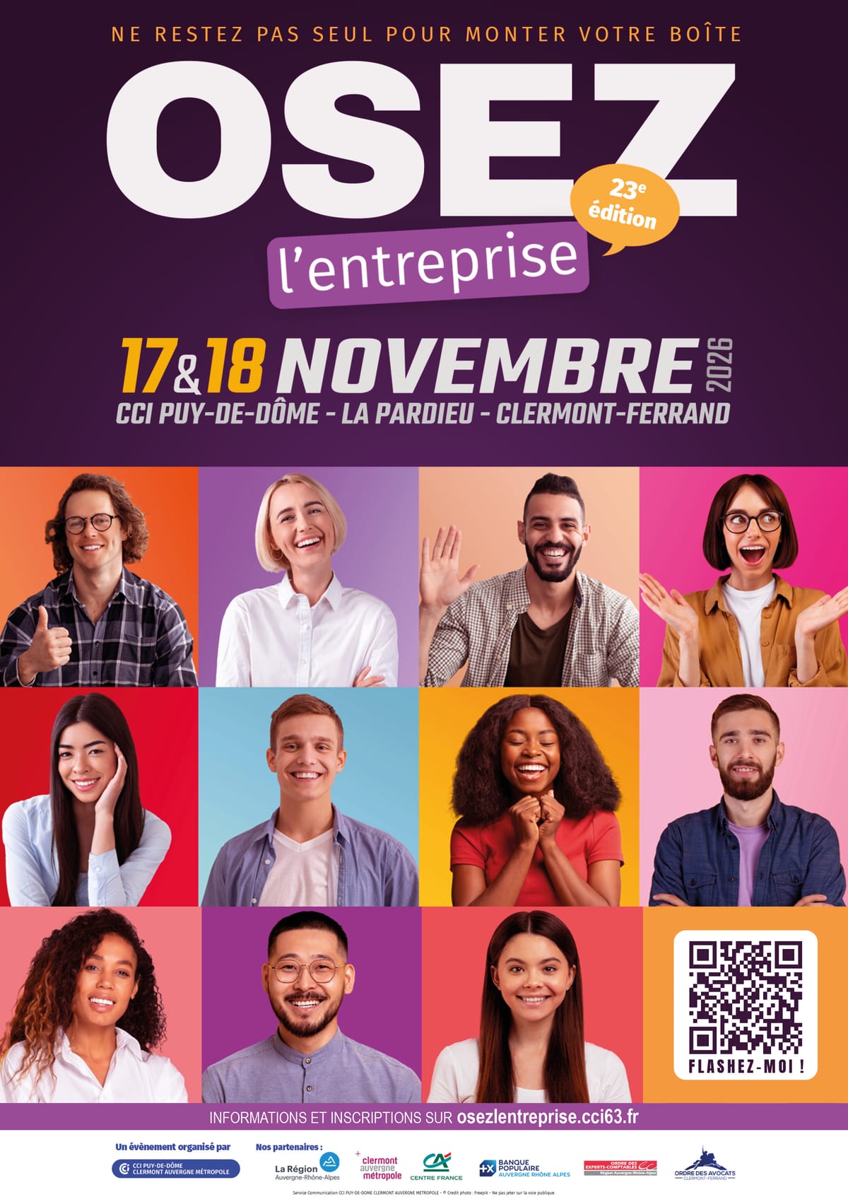 Affiche Osez l'entreprise 2026 — 17 et 18 novembre, CCI Puy-de-Dôme, La Pardieu, Clermont-Ferrand
